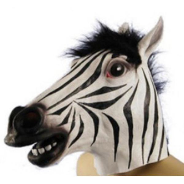 Helhuvud Zebra Gummi Mask Latex Animal Creepy For