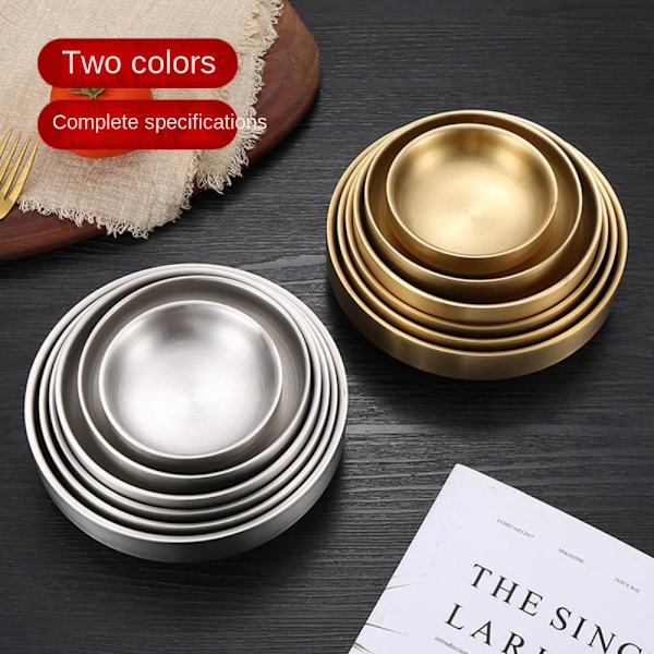 Koreansk kryddskål i rostfritt stål, Kimchi Dish Snack Gold 16cm