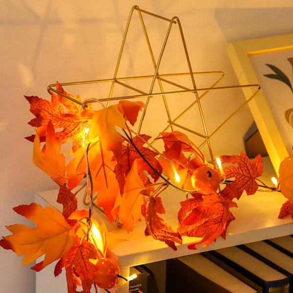 Simulering Led Maple Leaf Rattan Light String, Halloween Red