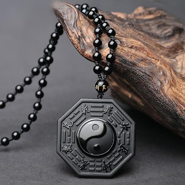 Svart Obsidian Yin Yang Halsbandshänge