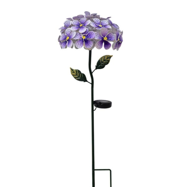 Solar Hortensia golvlampa, konstgjorda blomma utomhusvilla Purple