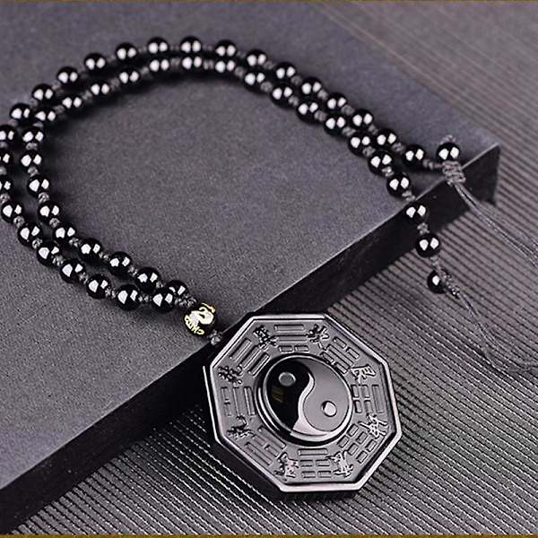 Svart Obsidian Yin Yang Halsbandshänge