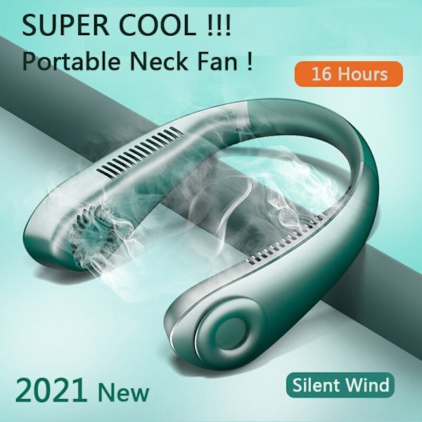 Summer Neck Fan Mini Portable USB Uppladdningsbar Nackband Fläkt