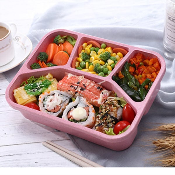 Wheat Straw Lunch Box Multi Grid High Capacity Bento Box