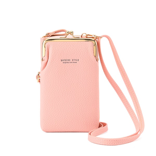Vertikal plånbok för damer, dragkedja med stor kapacitet mellan längd Pink