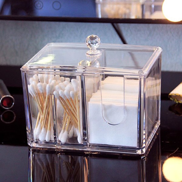 Multifunktion Akryl Makeup Bomullsdyna Swab Förvaring