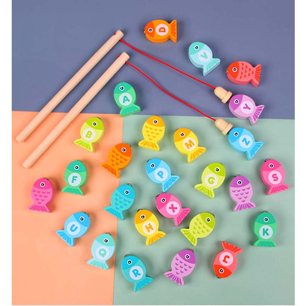 Bokstavsnummer Spel Pedagogisk Toy Fish Trä Magnetisk