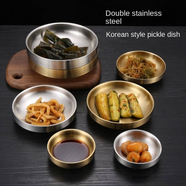 Koreansk kryddskål i rostfritt stål, Kimchi Dish Snack Silver 11.5cm