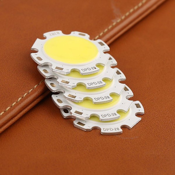 5 st Pure White Round Cob Super Bright Led Smd Chip Light