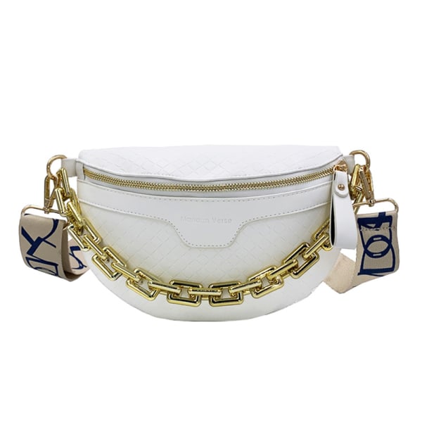 Tjock kedja Högkvalitativ Messenger Chest Bag, Rutig PU White