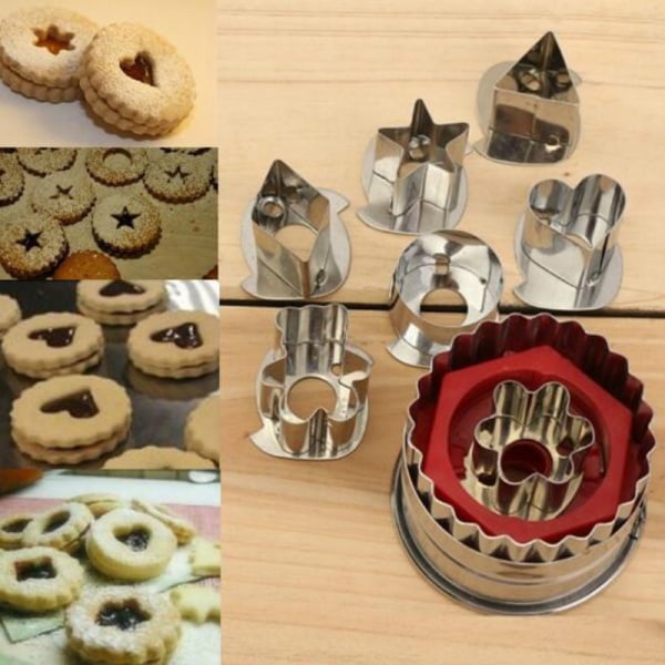 7st Cookie Cutter Tools 3D Scenario Rostfri Steel Cookie