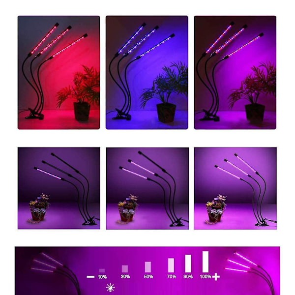 Led Plant Lamp Clamp med 24h automatisk timer