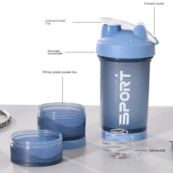 450ML Fitness Milkshake Shaker Cup med stor kapacitet, Fitness Blue