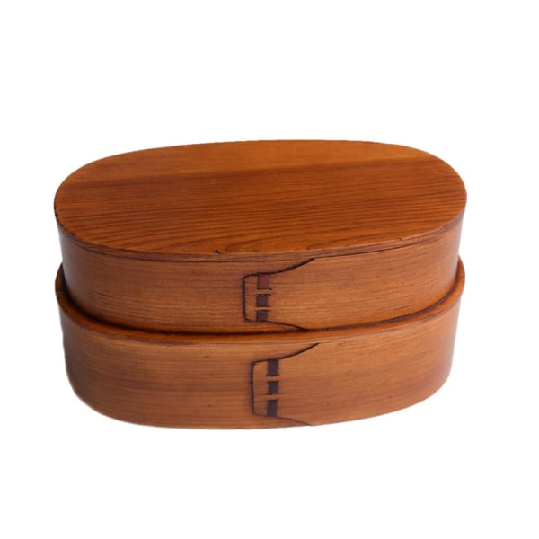 Dubbla lager naturligt trä Bento Lunch Box behållare