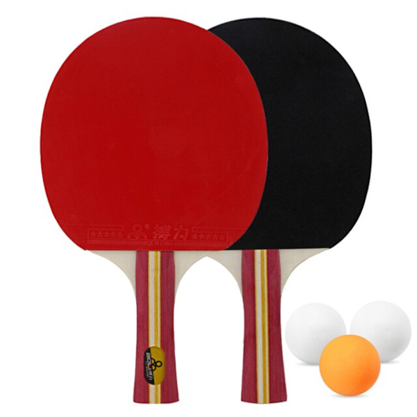 Långt handtag pingisracket Dubbelsidigt kolblad