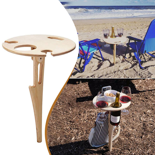 Portabelt vinbord utomhus, picknickbord för vinglashållare,