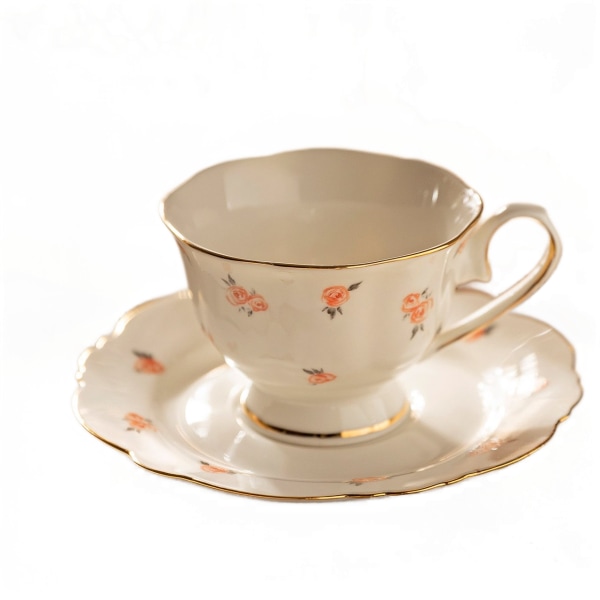 Europeisk stil Rose Flower Teacup Set Keramisk kaffemugg