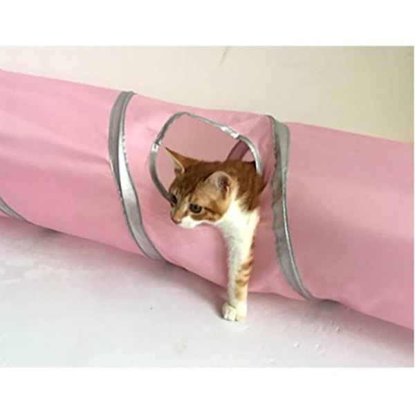 2 Way Cat Tunnel Pet Play Tube - hopfällbar tunnel för