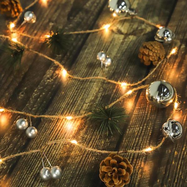 Julbelysning Led Stringljus, Juldekoration Silver 2 meters 20 lights