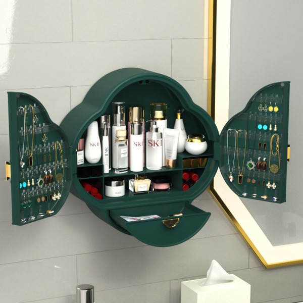 Väggmonterad Makeup Organizer Punch Free Badrum Dammtät