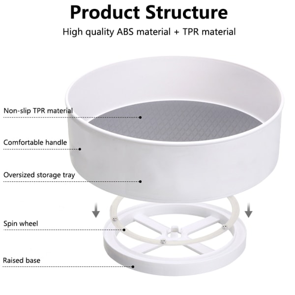 Halkfri 360° roterande förvaringsbricka Fruktsnack torkad