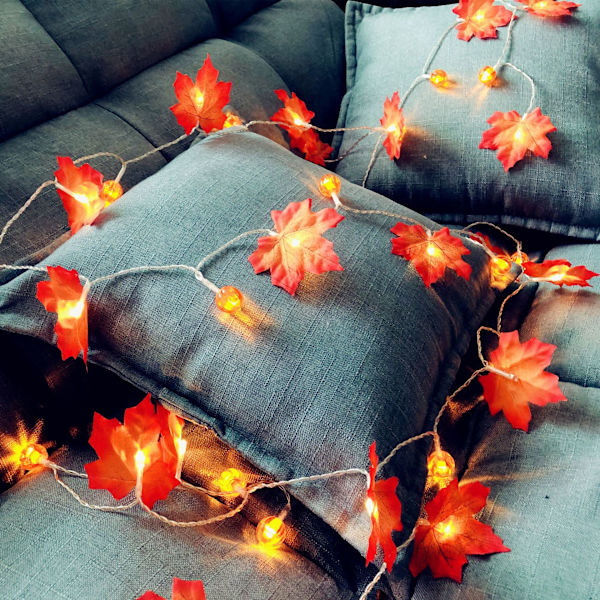 LED Pumpa Maple Leaf String Lights, Thanksgiving Christmas Colorful Maple Leaf String Lights 3m