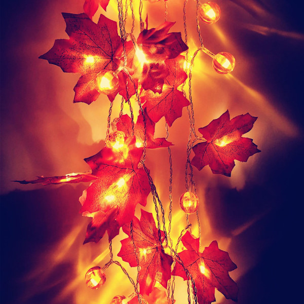 LED Pumpa Maple Leaf String Lights, Thanksgiving Christmas Colorful Maple Leaf String Lights 3m