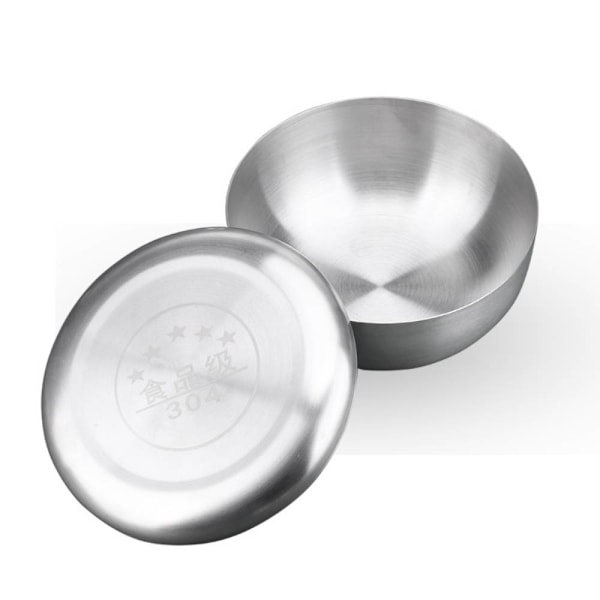 304 rostfritt stål slipskål med cover, koreanskt ris Silver 10.7cm