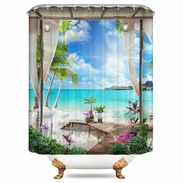 3D Sunny Beach printed duschdraperi Set Sea Scenery Bath