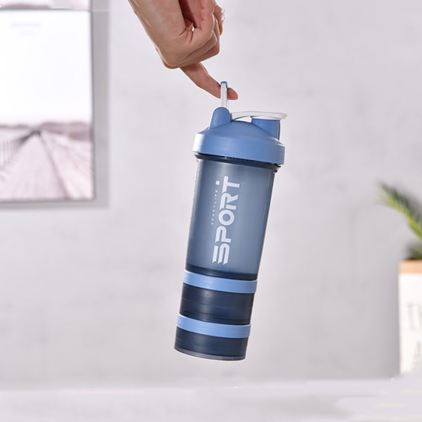 450ML Fitness Milkshake Shaker Cup med stor kapacitet, Fitness Blue