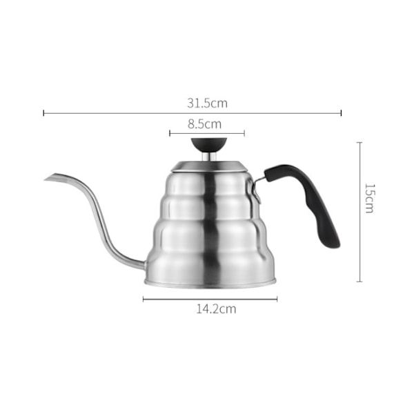 1,2L tekanna i rostfritt stål svanhals Häll kaffedropp
