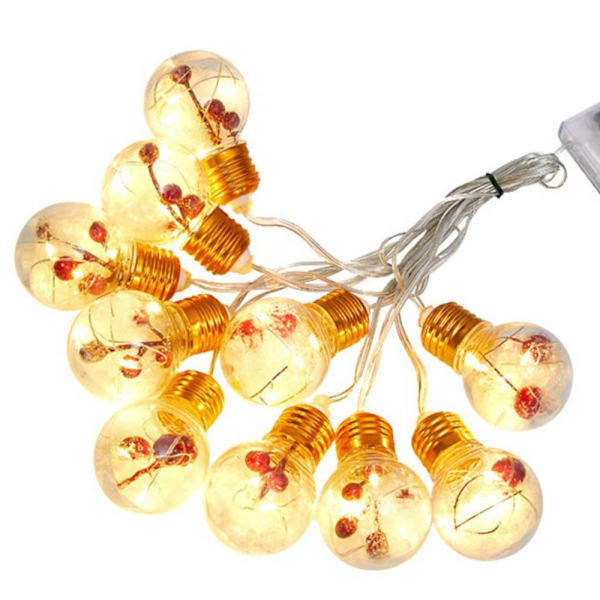 Julbelysning Led Imitation Bulb Light String, Room Gold red fruit golden shell