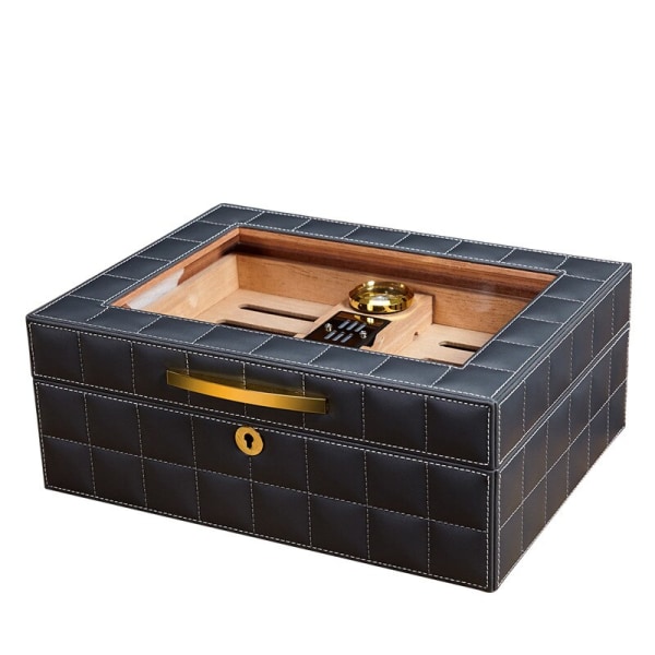 Läder Cedar Wood Mini Cigarr Förvaringslåda Hushållscigarr