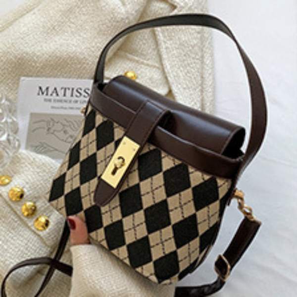 Fashionabla all-match bärbar Bucket Bag, nisch Crossbody Brown