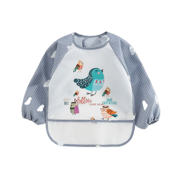 1 st Baby långärmad vattentät haklapp, salivhandduk för barn, Bird One size