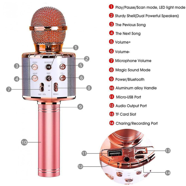 Karaokemikrofon kompatibel med Android Ios PC