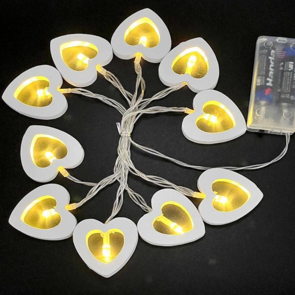 Trä kärlek LED-ljusslinga, alla hjärtans dag bekännelse White 3 meters 20 lights