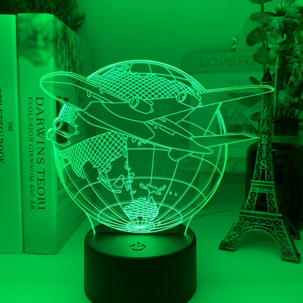 3D-lampa Flygplan LED Touch Sensor Batteridriven nattlampa