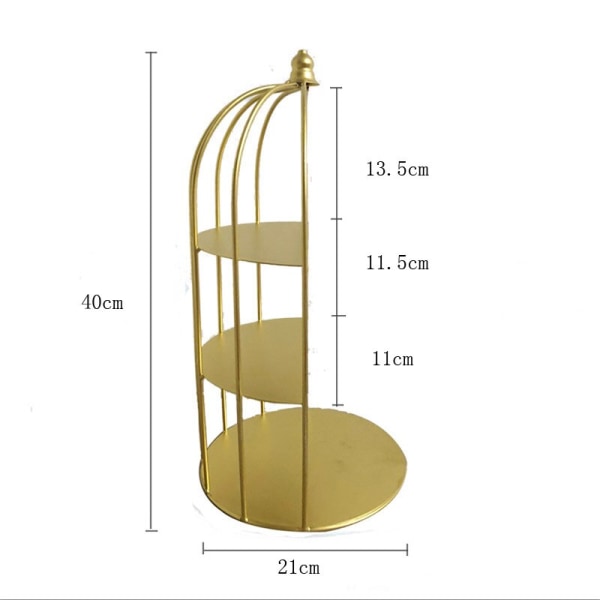 Gyllene metall smyckesställ Fruktkorg Cake Stand Cupcake