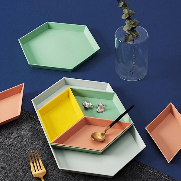 2Set Nordic Style Storage Tray Polygon Desktop Combination