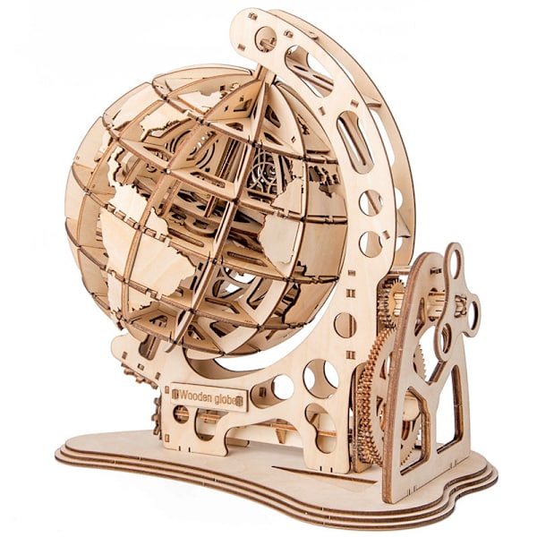 Trä Pussel Globe Mekanisk Drive Modell Transmission Gear