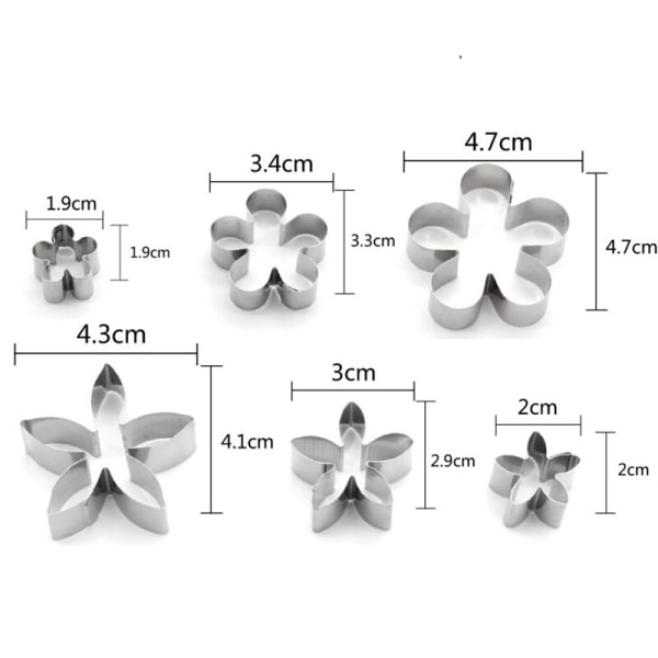 12st Kexform Mould i rostfritt stål Blomform