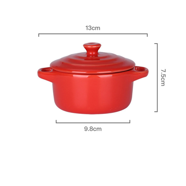 Keramisk Färg Glaserad Dubbel Öronskål Med Lock Stew Breskfast