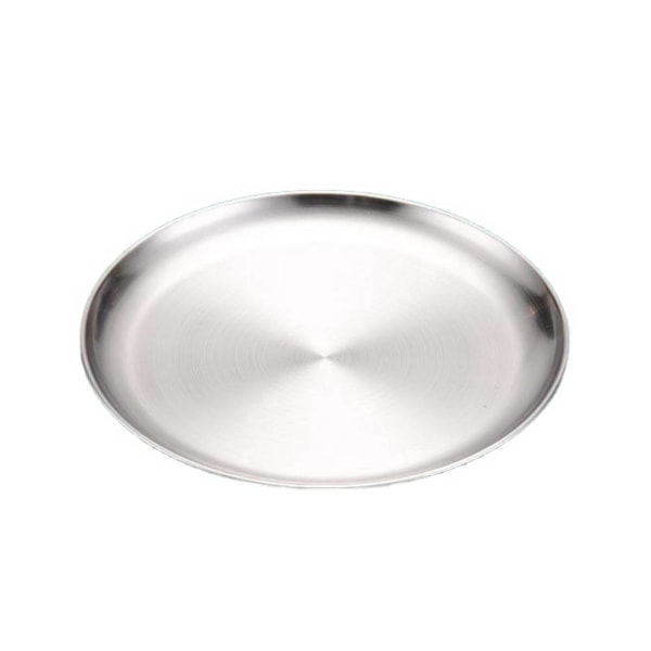 304 rostfritt stål rund bricka, fruktfat tårtfat Silver 20cm