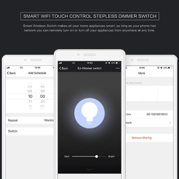 Wifi switch-knapp, tuya intelligent app fjärrsensor led