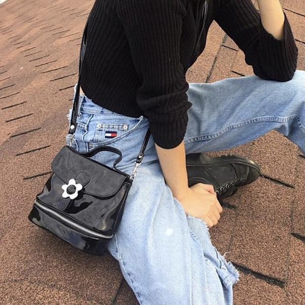 Söt metall blomlås Mode Mini Crossbody-väska PU