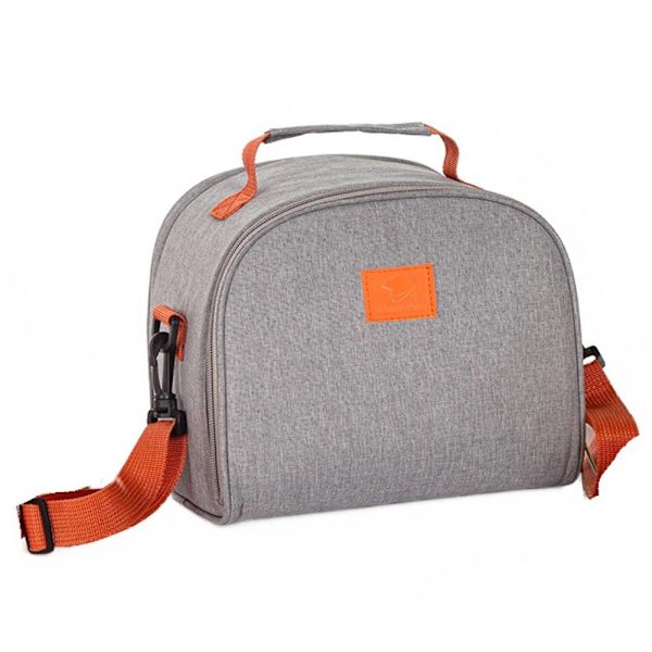 Lunchbox förvaringspåse ispåse, Oxford tygisoleringspåse, Grey Half round shoulder strap