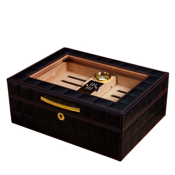 Läder Cedar Wood Mini Cigarr Förvaringslåda Hushållscigarr