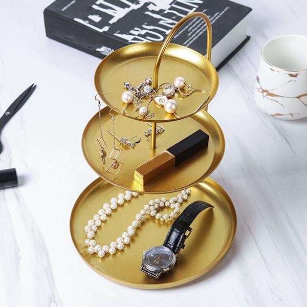 Nordic Three Layer Gold Cosmetics Förvaringsbricka Fruktfat