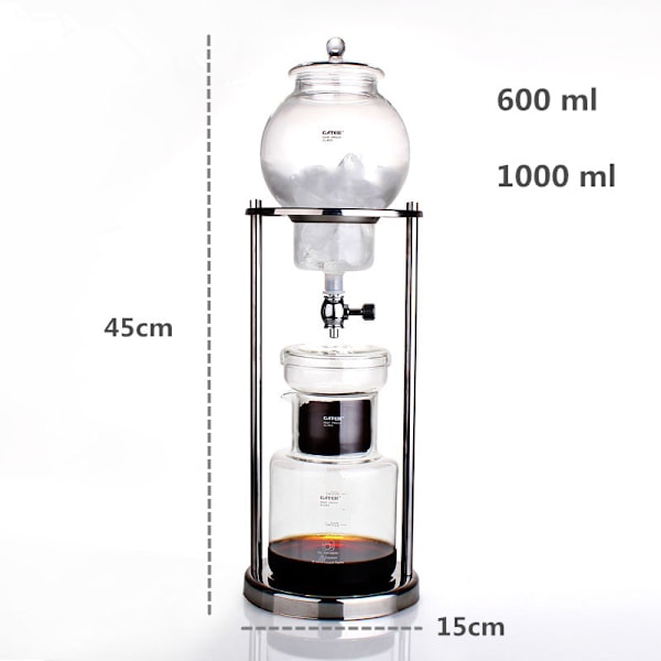 600 ml vattendroppande kaffebryggare Återanvändbara glasfilterverktyg